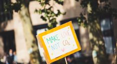 MAKE LOVE NOT CO2. Climate change strike protest demonstration